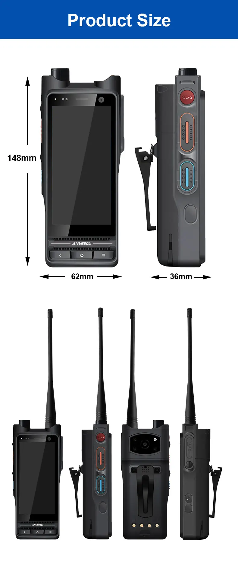 W69 Andriod 14 4G Network Radio With NFC WIFI GPS Work with ZELLO Real-ptt IP68
