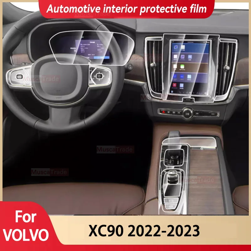 

Прозрачная пленка из ТПУ для Volvo XC90, защитные наклейки для салона автомобиля, центральное управление, Воздушная навигация, панель приборной панели двери