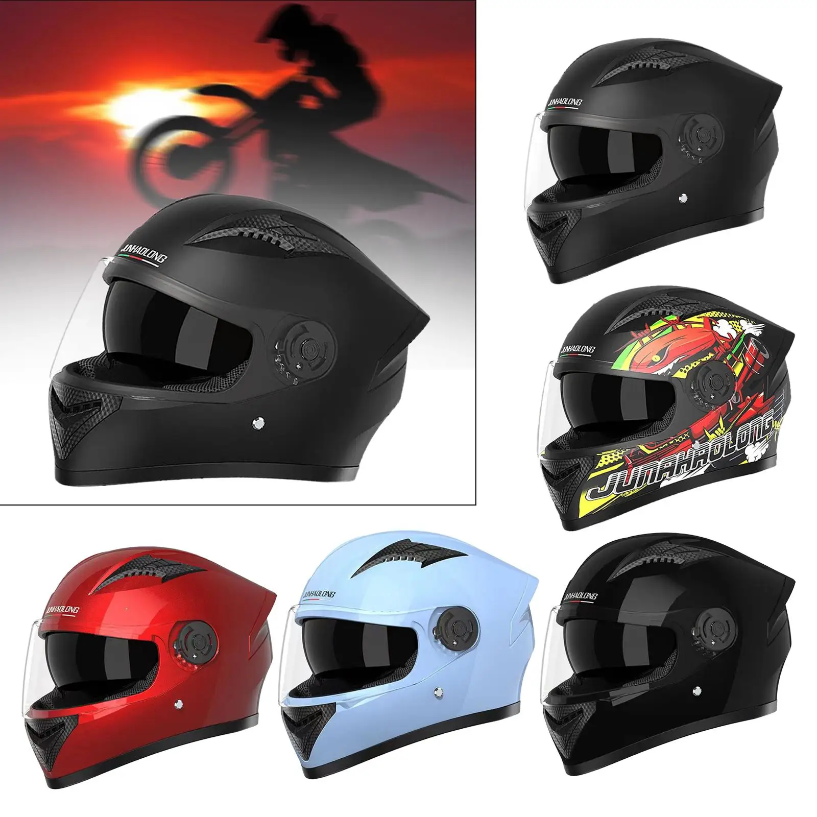 Motorcycle Full Face Helmet Lightweight Anti Fog Dual Visors for Motorbike Accessories Snowmobile Moped Motocross Men Women
