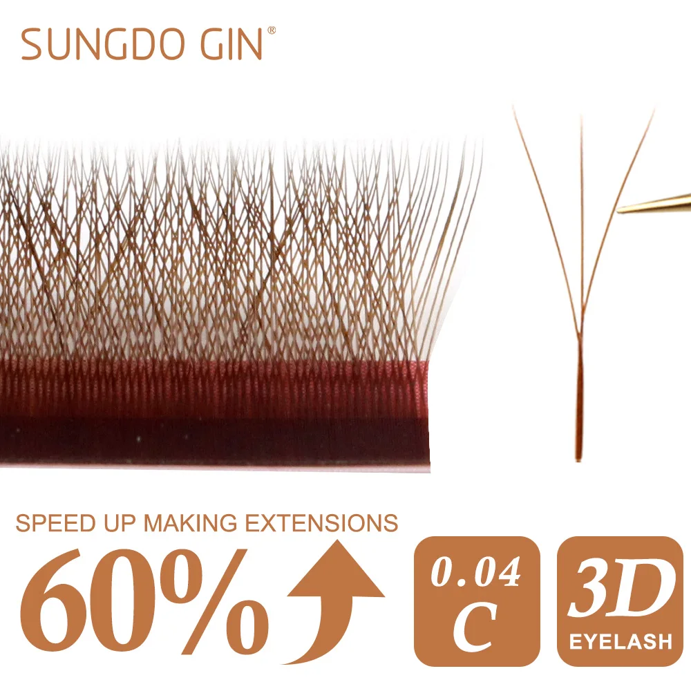 

Brown W Shape Eyelash Extensions 0.04mm Thickness 3D Premade Volume Fans Automatic Flower Natural Soft Light Individual Lashes