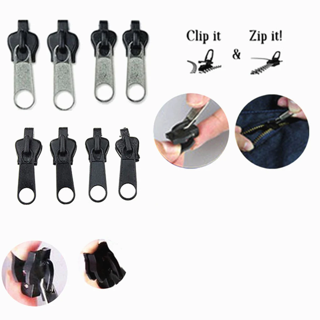 Zipper repair kit zipper pullers zipper sliders zipper heads zipper accessories 6pcs universal instant fix zipper repair kit replacement zip slider teeth zippers