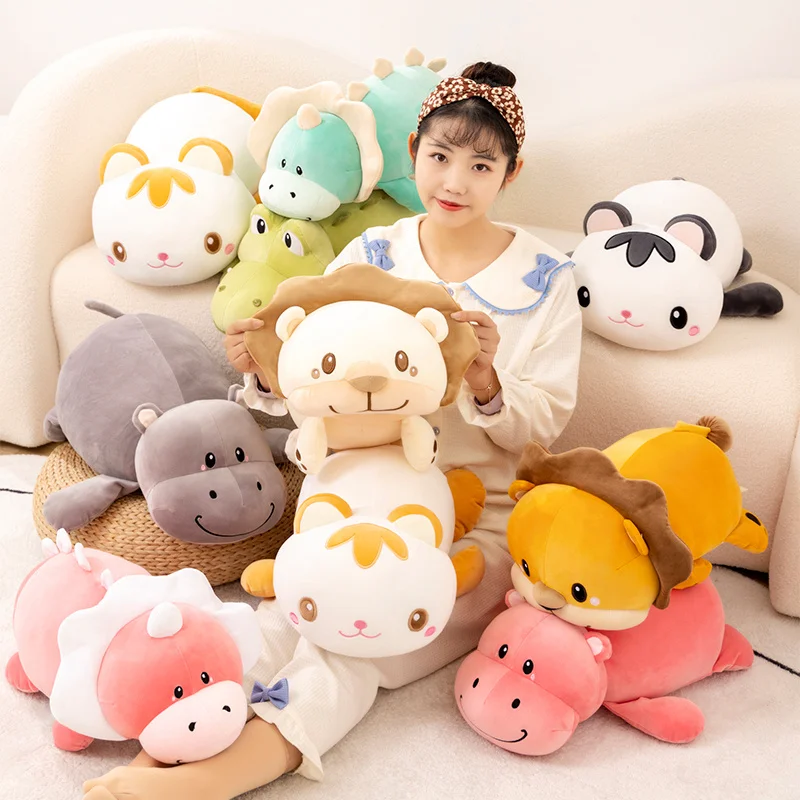 

Мультяшные животные плюшевые игрушки мягкие кавайные мягкие подушки Huggable Hippo Cat Lion крокодил, динозавр Диван Декор