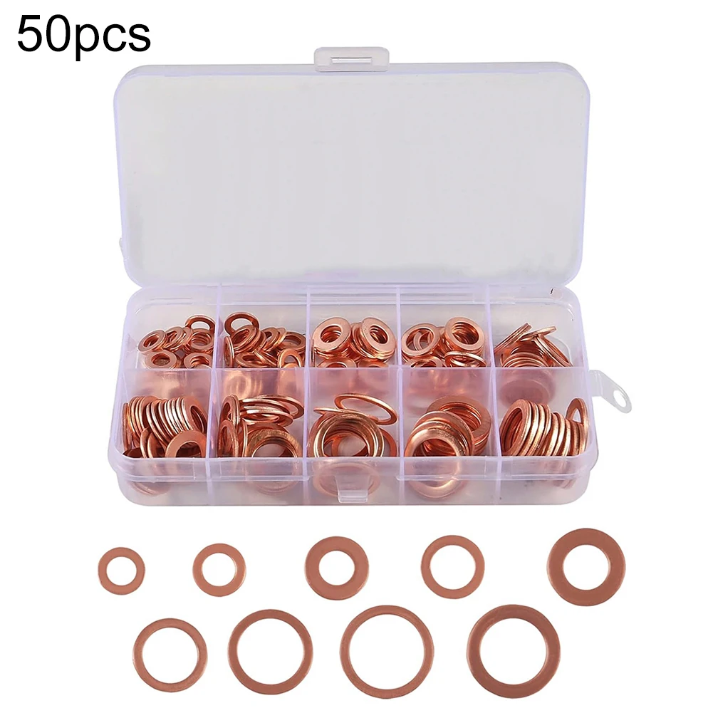 Copper Washer Gasket Set Flat Ring Seal Assortment Kit For Sump Copper Oil Seal Gasket Boxed Flat