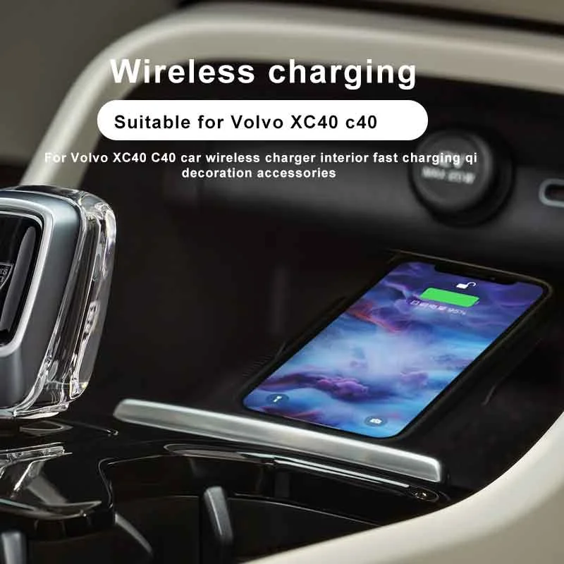 ワイヤレス電話充電 磁気プレート 車両セントラルボックス MFi認証 iPhone充電器 USB＆Type-Cポート付き Volvo XC90 XC60 S90 S60 V90 V60対応 プラグア並行輸入 : ワイヤレス電話充電プレート 車両用インナーセントラル