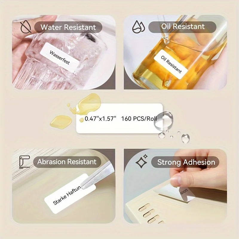 P15 열전사 라벨 테이프 15x30mm 흰색 투명 자가 점착 스티커 5롤 휴대용 미니 라벨 프린터용