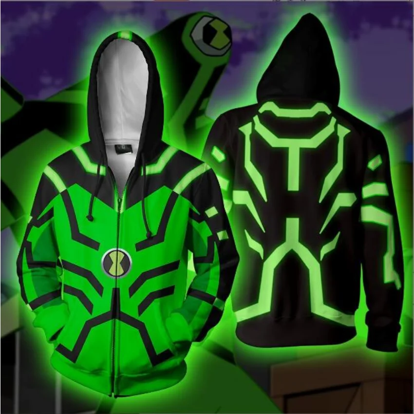 Ben10 Alien Force Hoodie Halloween Cosplay Costume Boys Girls Kids Adult 3D Print Long Sleeve Hooded Jacket Zipper Sweatshirt images - 6