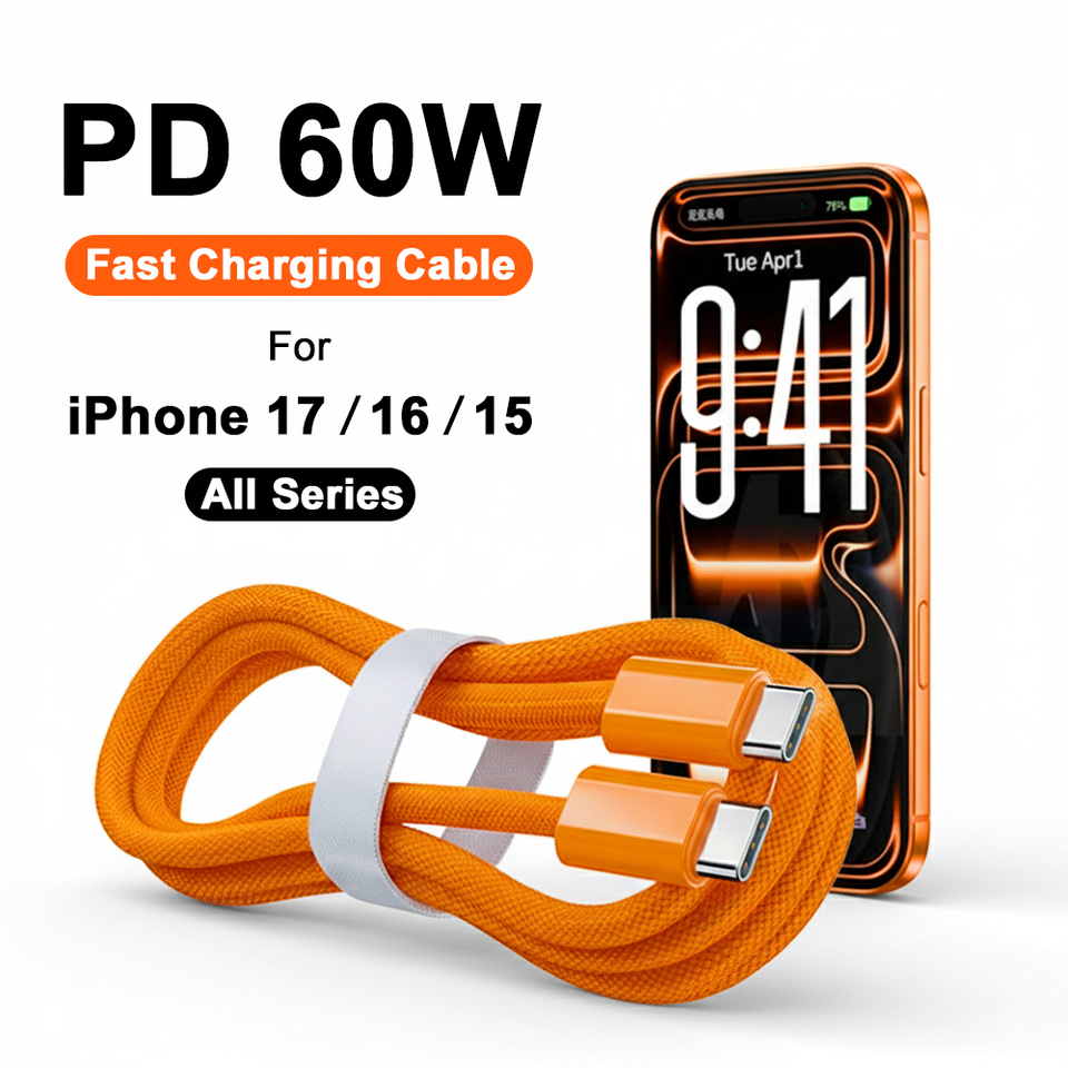 For iPhone17 Pro Max Fast Charging Cable 60W PD USB Type C To C Quick Charger Cord For iPhone Air 16e 15 iPad Braided Power Wire