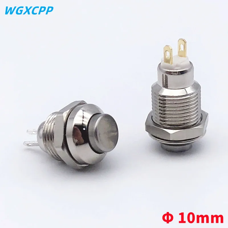 1 PCS,10mm Panel Hole ,Mini Round,Momentary / Locking,Metal Push Button Switch,High Head 2 Pin,Electrical Equipment,1NO,3A250VAC