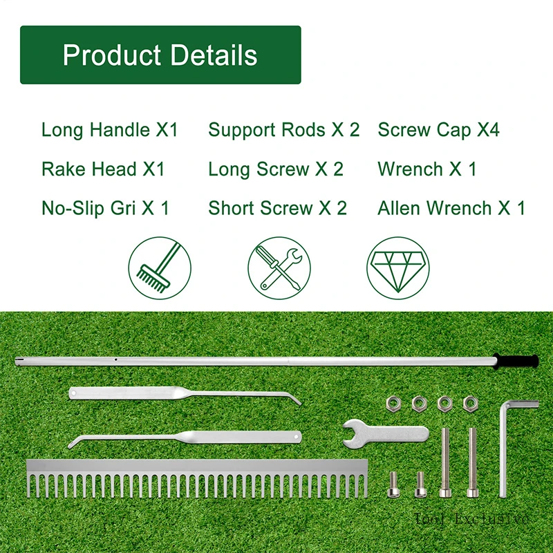 Aluminum Landscape Rake 36" Leaf Rake Tool For Loosening SoilLawn Care Weeding Lake Garden Pond Beach Landscaping Garden Tools