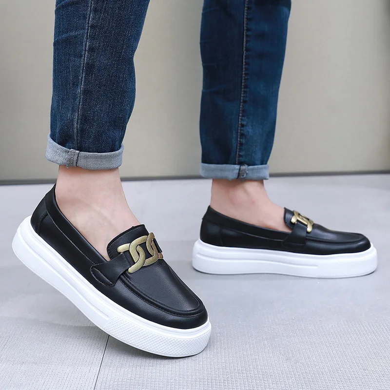 Black Loafers Shoes For Men Luxury Slip-on Shoes Men Unisex Breathable Casual Leather Shoes Man Driving Shoes Zapatos Hombre 5
