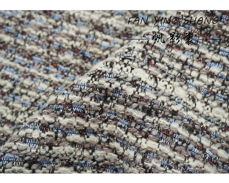 Description Picture 6 of item2025 Fashion Grayish Blue Whisper Wool Tweed Fabric For Coat Telas Costura Tissus Couture Ñ‚ÐºÐ°Ð½ÑŒ Sewing Stoffe Tecido Cloth