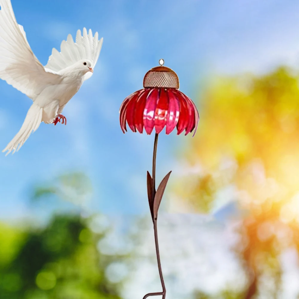 Mangeoire en métal pour oiseaux et fleurs, poteau sur pied, décoration de  jardin, Art de plein air, colibri