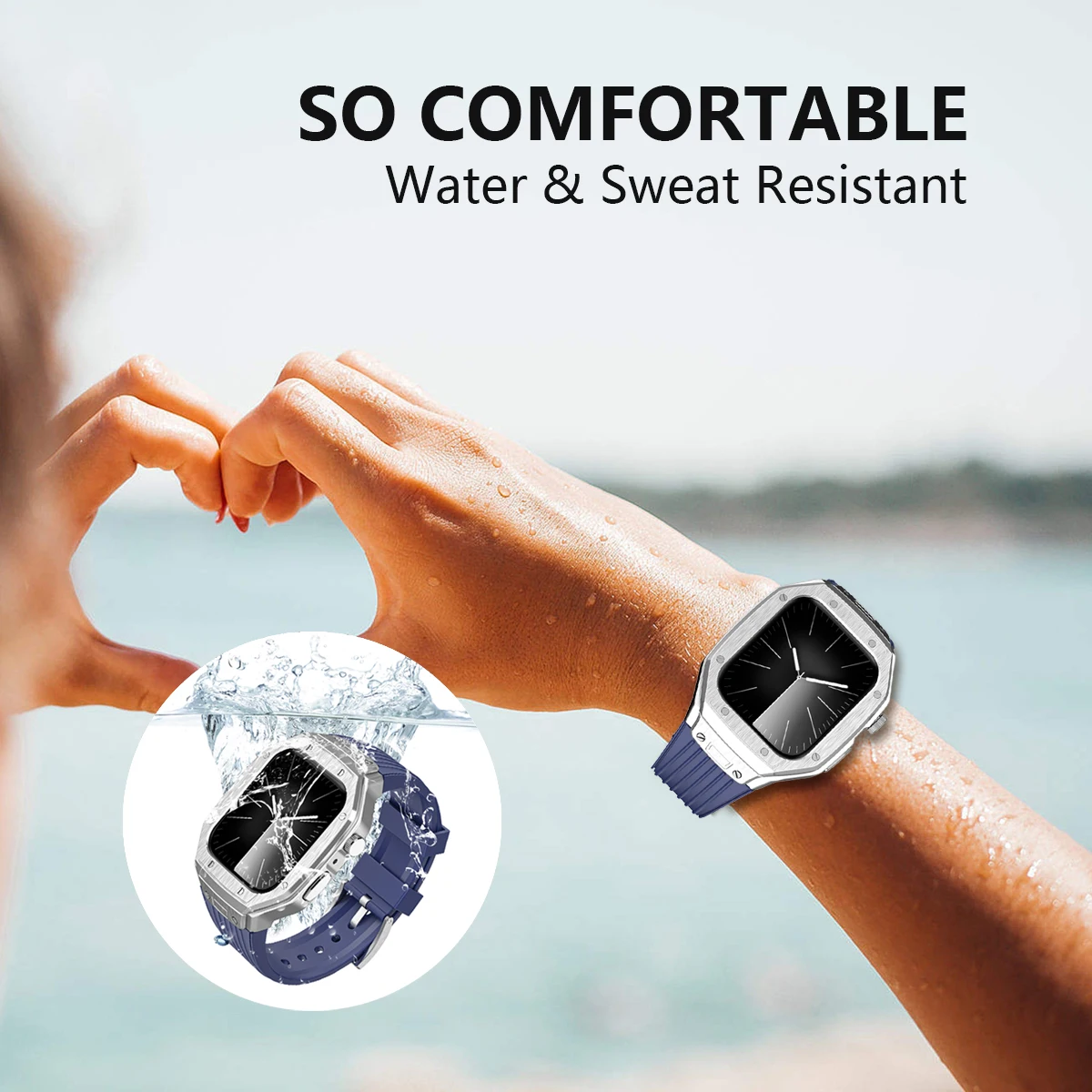 Luxury Metal Case & TPU Strap Kit for Apple Watch - Premium Replacement Accessories