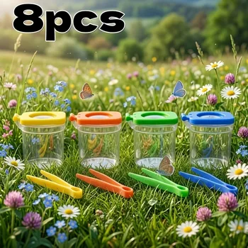 Kit per la raccolta di insetti 8-in-1 per bambini, con strumenti e scatola per l'osservazione per l'esplorazione della natura all'aperto
