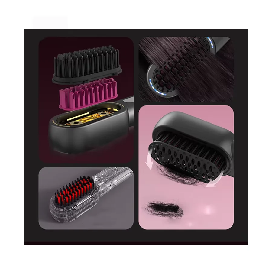 Hot Selling Negative Ion Travel Straightening Brush with 4-level Temperature Adjustable USB Charging Straightening Comb