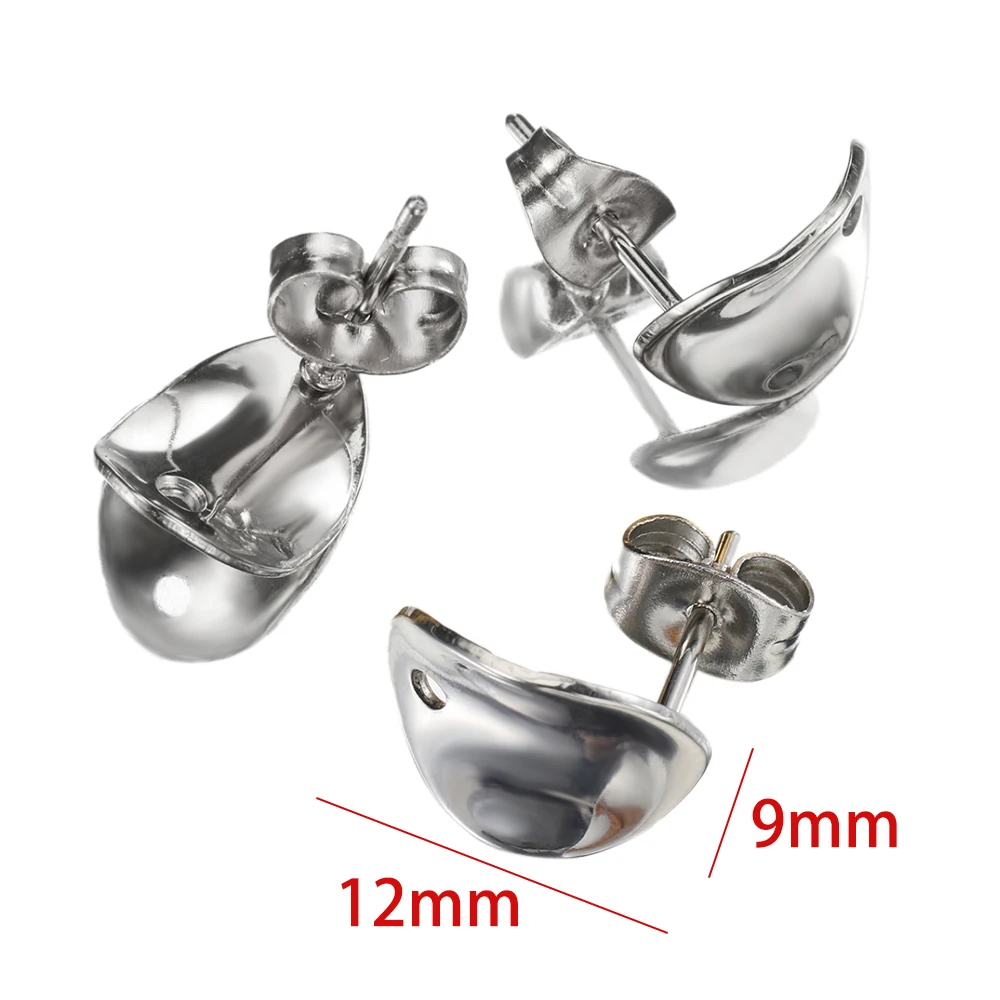 10 Stück Edelstahl-Ohrstecker, glatte Oberfläche, baumelnde Ohrring-Basis mit Loch für Anhänger, DIY-Schmuckherstellung, Zubehör, Zubehör – Detail 12