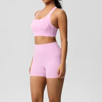 2PCS Sportswear With Pocketed Yoga Set Gym Clothes Yoga Suits For Women Tracksuits Sports Shorts Crossover Bra Gym Leggings - Image 4