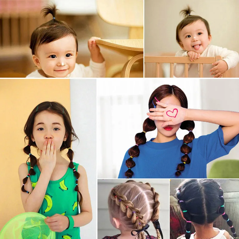 2000pcs/Set Small Ring Hair Bands Candy Color Elastic Rubber Bands Kids Ponytail Holder Hair Ropes hair accessories hair bands hair ties