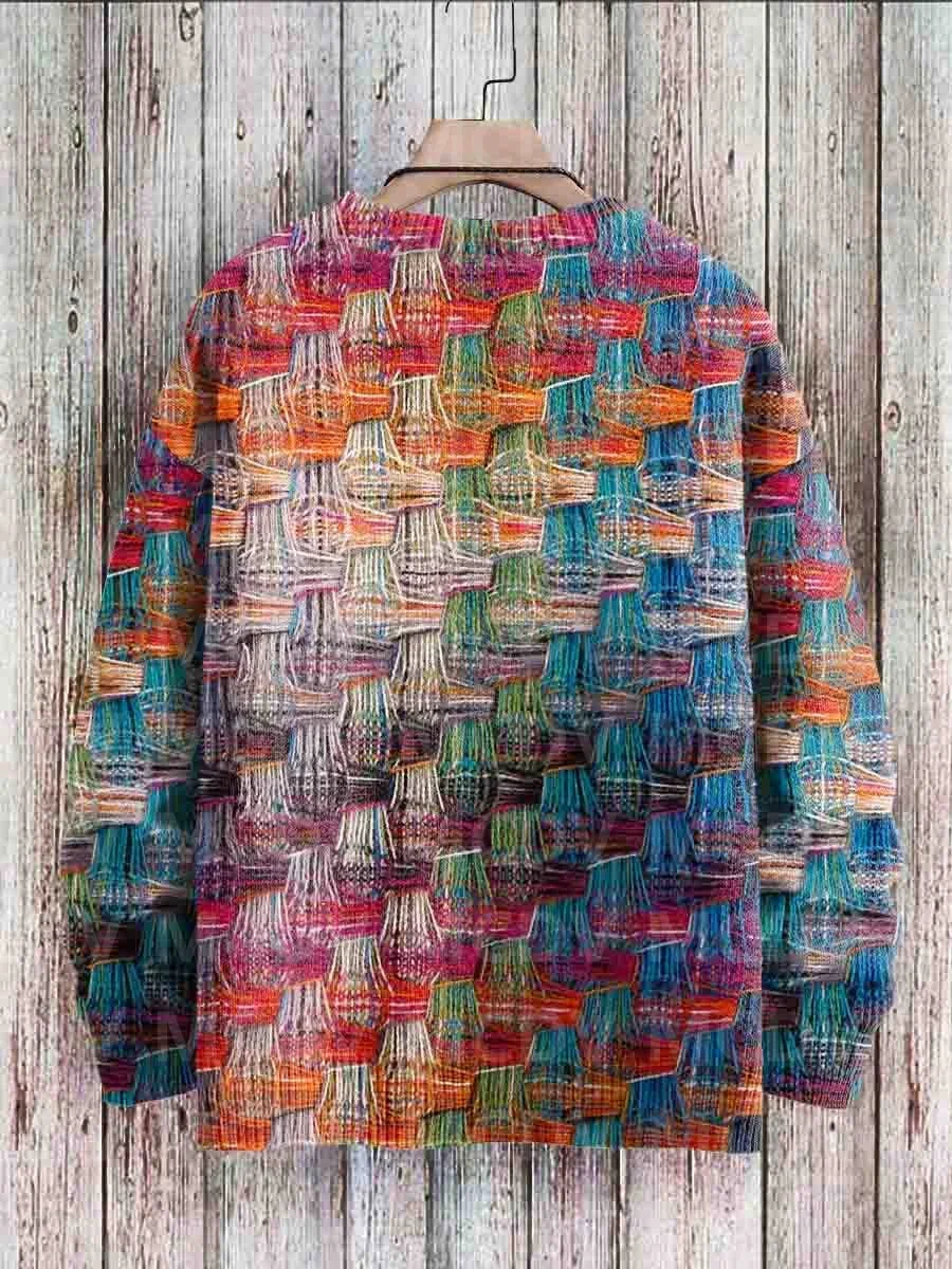 Vintage Art Printed Casual Knit Pullover Sweater Women For Men Sweater