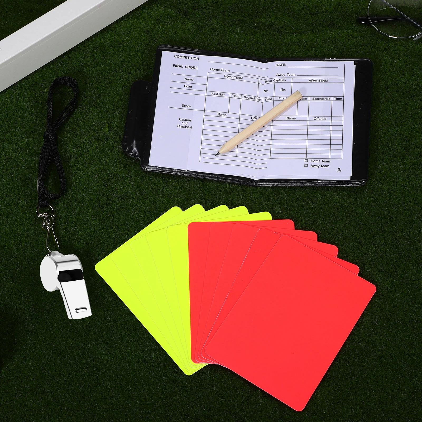 Soccer Cards Referee Whistle Red and Yellow Set Portable Wallet Uniform Sports Kit
