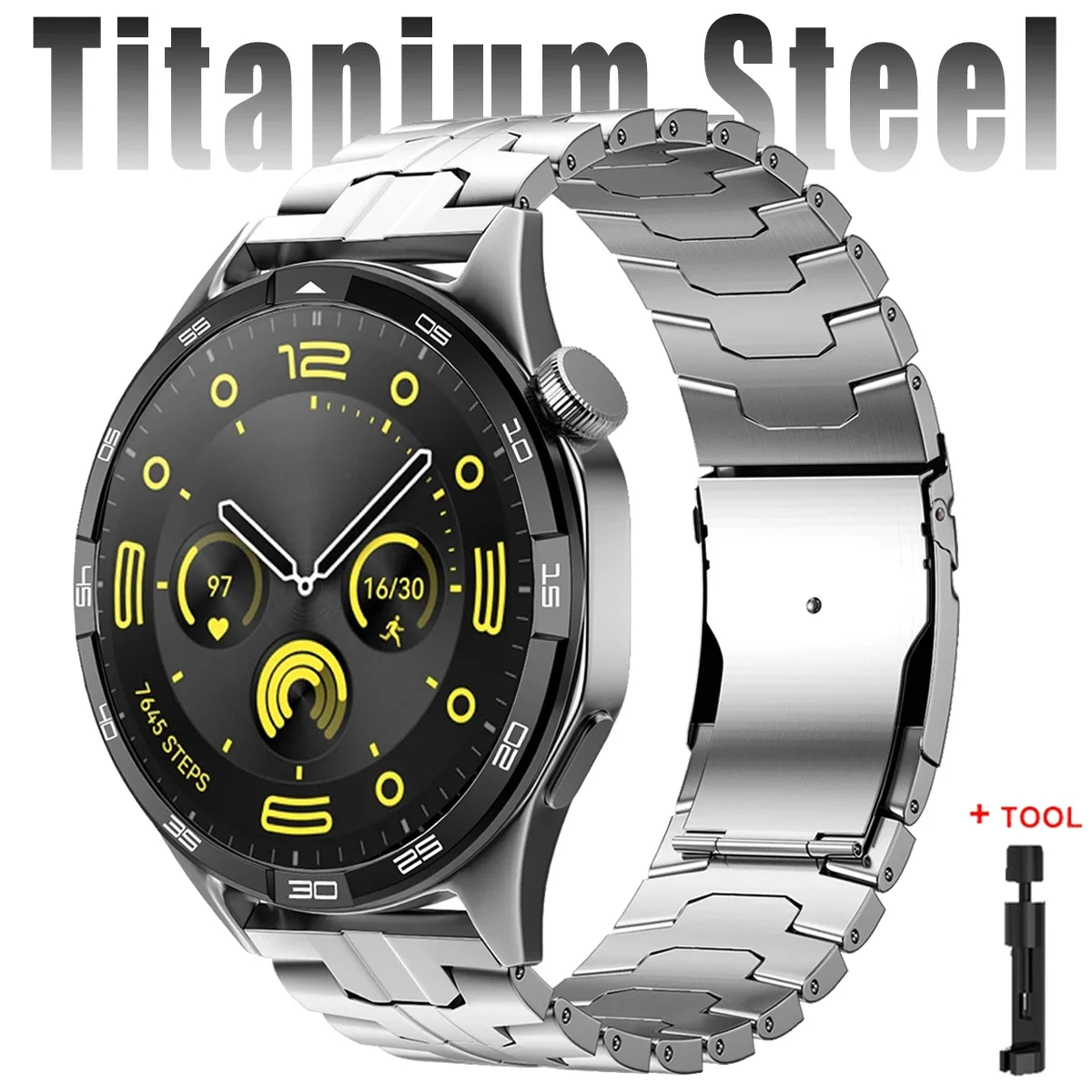Luxury Titanium Watchband Bracelet, 22mm Strap
