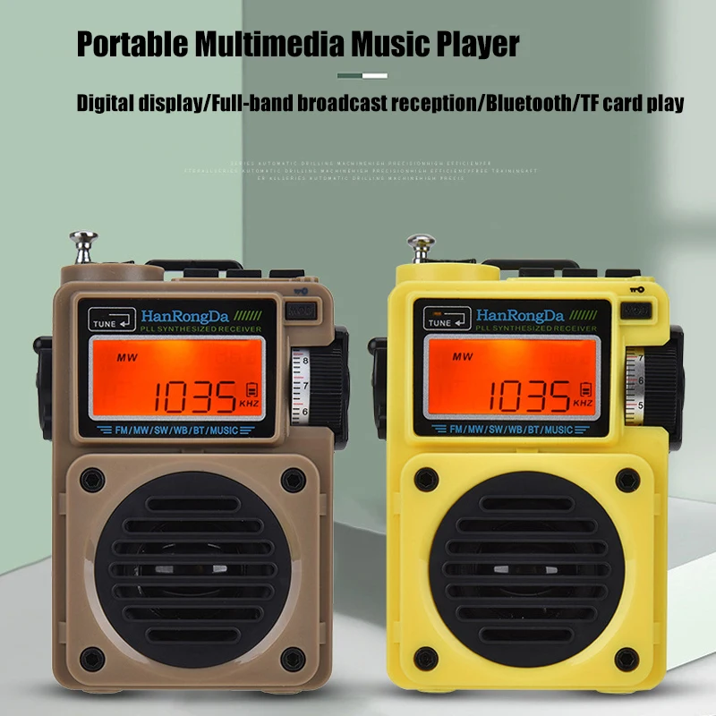 Receptor de Rádio Atualizado Rádio Banda Completa Portátil fm - mw sw wb Bluetooth 5.0 Alto-falante tf Music Player Suporte Despertador Bloqueio - Image 2