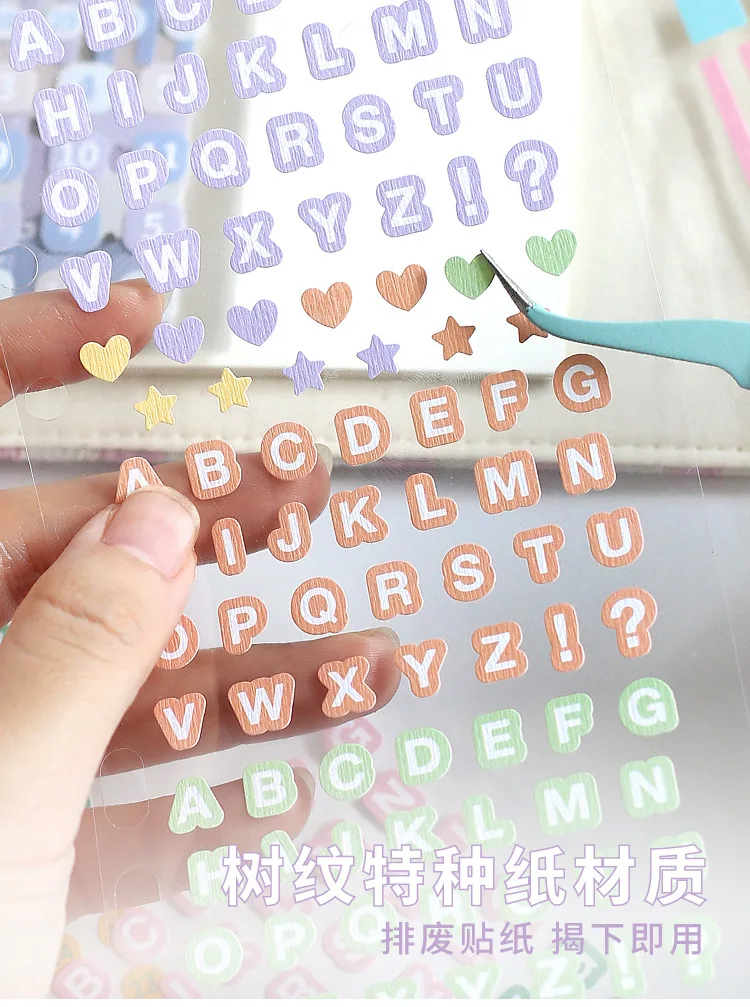12 sheets Korean style artistic dots alphanumeric markers die-cutting sticker DIY handmade materials scrapbook decorative sticke