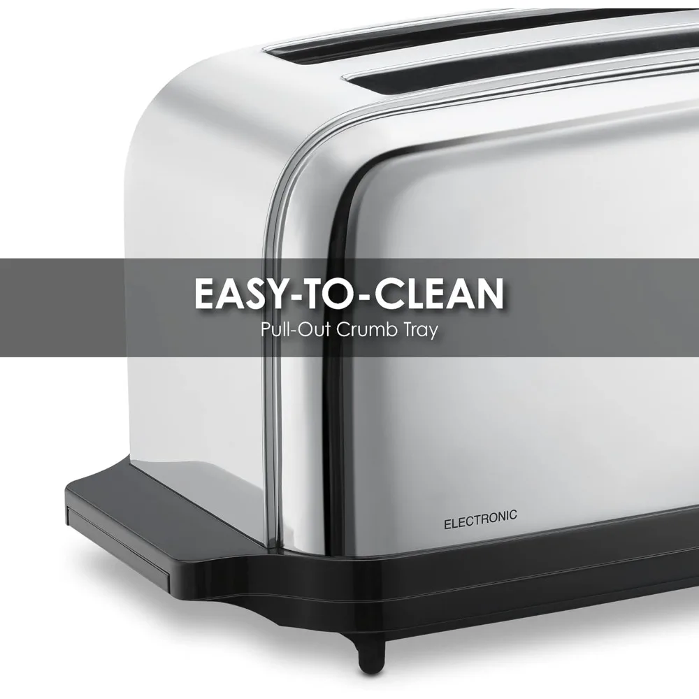 Commercial WCT704 4 Slice Extra Long Slot Light Duty Pop-Up Toaster, 120V, 5-15 Phase Plug 5