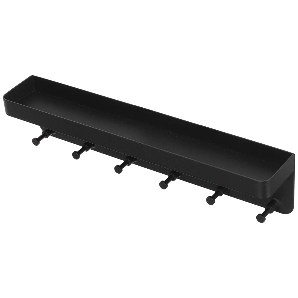 

Wall Mounted Key Holder Keychain Black Adhesive Rack with Tray Keys for Small Storage