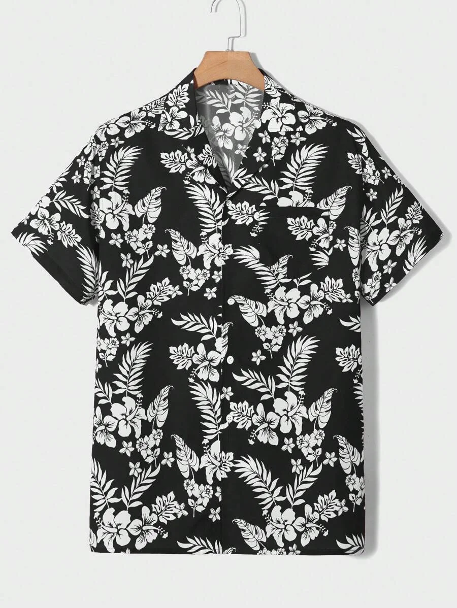 Summer men's new tropical 3D printing lapel short-sleeved shirt Hawaiian casual daily wearing large size XS-5XL 5