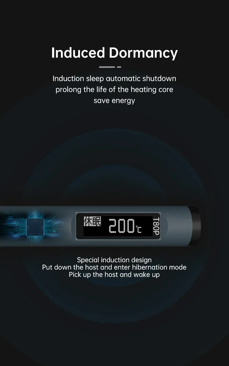 T80/T80P Smart Soldering Iron 100W 80-450° Adjustable Constant Temperature Preci