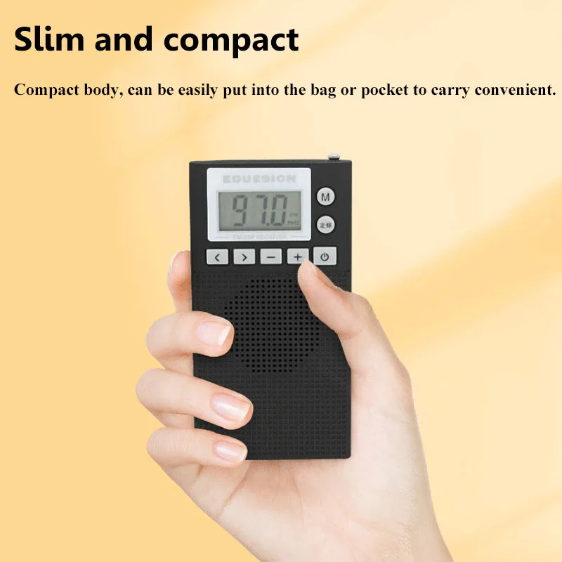 Mini Pocket FM Radio Battery Powered DSP Radios Receiver Built-in Speaker Hign Sensitivity with 3.5mm Headset Jack 64-108mhz