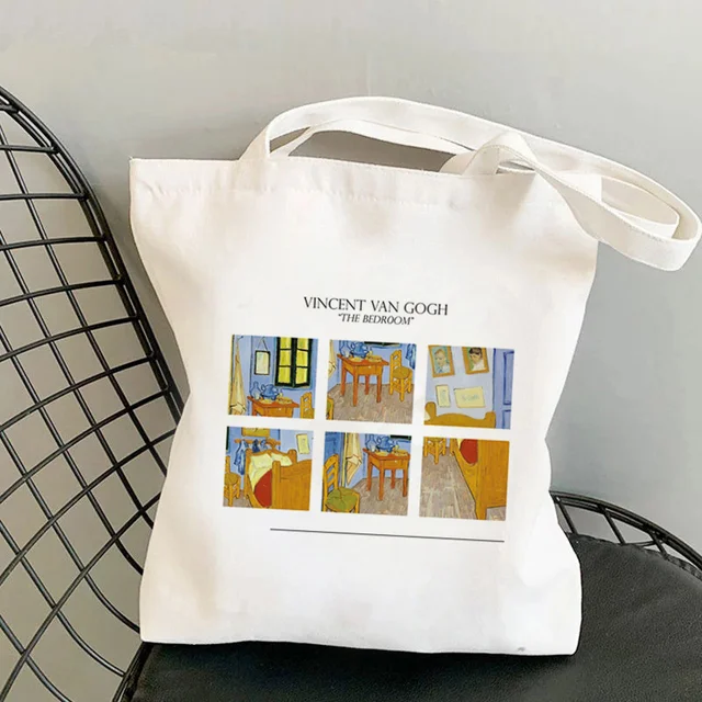 Shopper Van Gogh Img Printed Kawaii Bag Harajuku Women Shopping Bag Canvas Shopper Bag Girl Handbag Tote Bag Shoulder Lady Bag b920