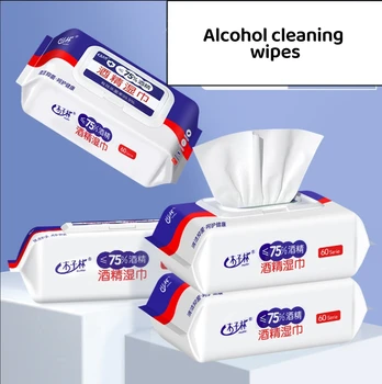Salviette Umidificate con Alcol al 75%, 60 Fogli, Salviette Igieniche per Pulizia e Disinfezione