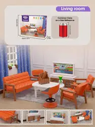 Miniature Dollhouse Furniture Set - Bathroom, Bedroom, Kitchen Accessories for Kids' Birthdays & Christmas Gifts (Living room)