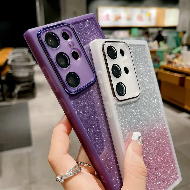 Glitter Silicone Case For Samsung Galaxy A15 S23 A05 A04 A14 A34 A54 A52 A13 A23 A33 A53 A73 Lens Protetcor Soft Cover_voghion.com