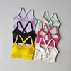 Women's Solid Color Yoga Underwear Fitness Bra Soft Cross Back Push-Up Gym Sports Top with Chest Pad Yoga Vest Sport Crop Top