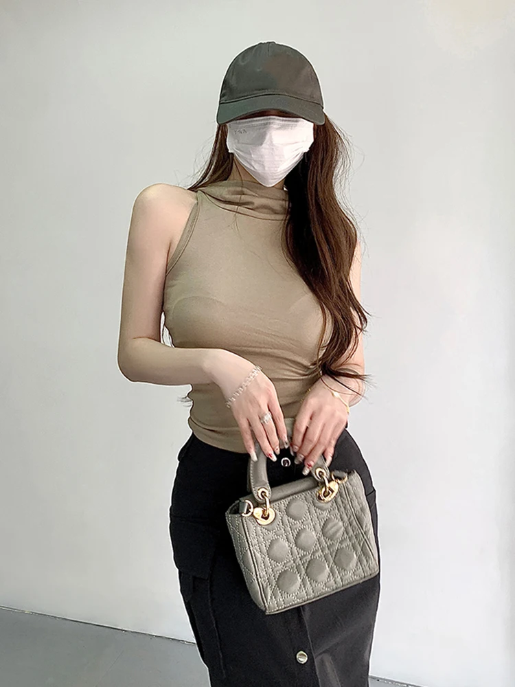 Summer New Tank Top Hooded Vest Women's Tops Streetwear Design Slim Fit Sleeveless Crop Top Solid Color Girls Clothing