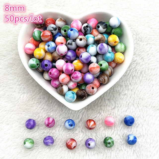 6mm--10mm Color Mixing Round Charms Acrylic Beads Loose Spacer Beads for Jewelry Makeing DIY Handmade Bracelet Accessories
