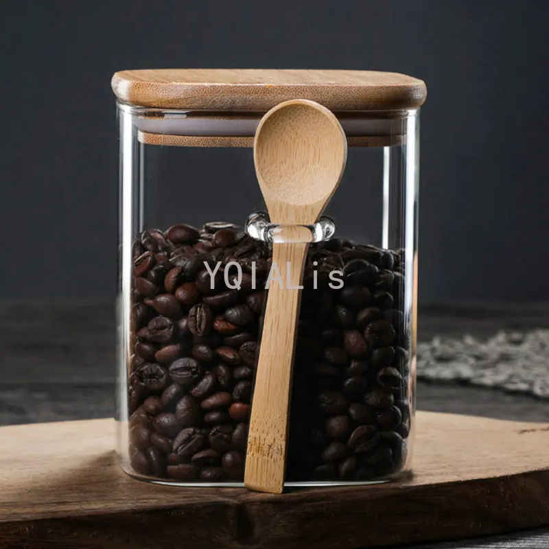 Sealed Jar Storage Tank Condiment Coffee Beans Tank Kitchen Supplies Sugar Storage Bottle Tea Box storage jar storage tank 3 Ideas 800-1200ml With Spoon