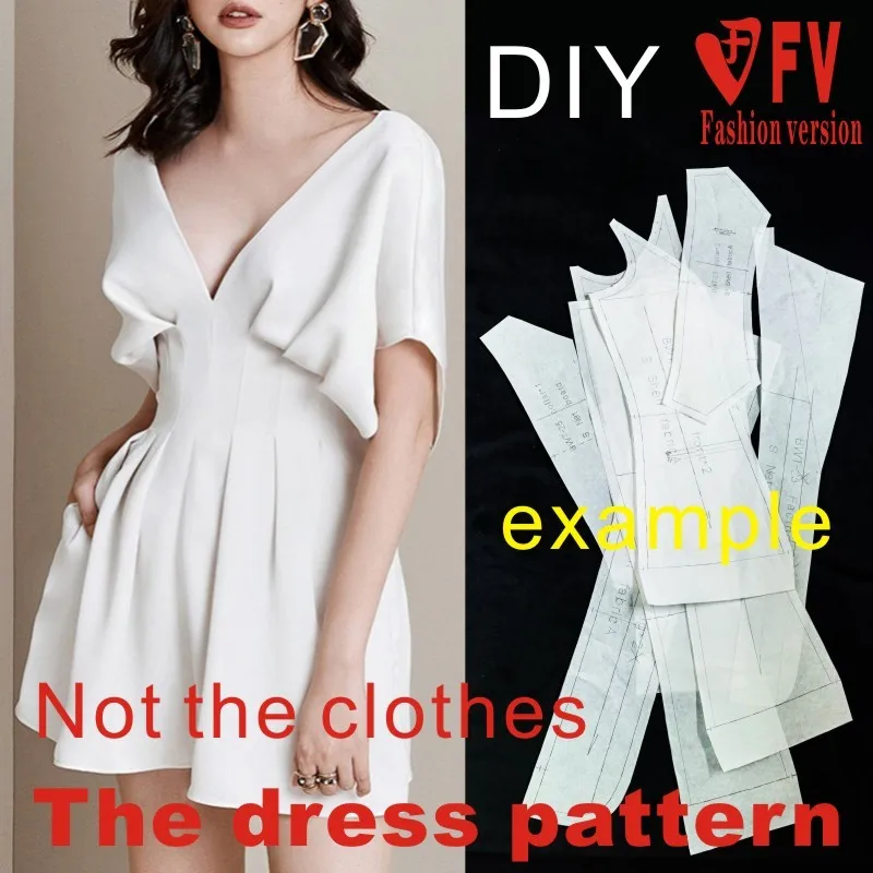 Summer Women's V-neck Dress Sewing Template
