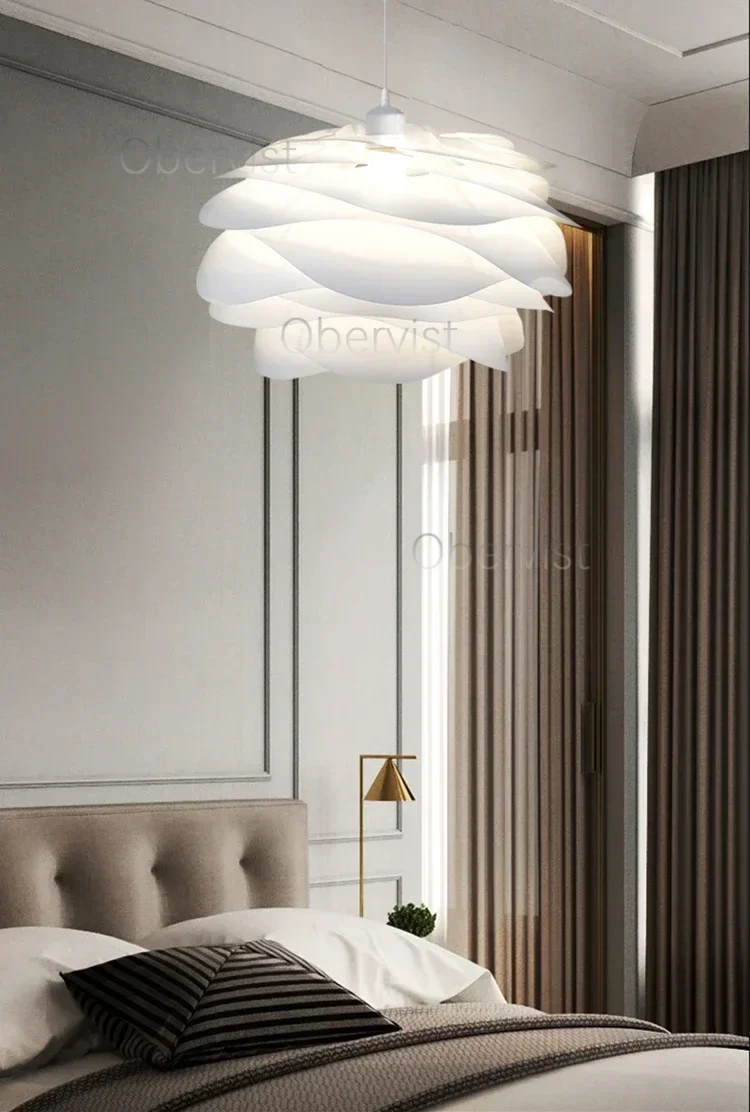 Danish Designer White Rose Pendant Lighting for Kitchen Island Bedroom Romantic Restaurant Acrylic Petal Chandelier Decor Lamps