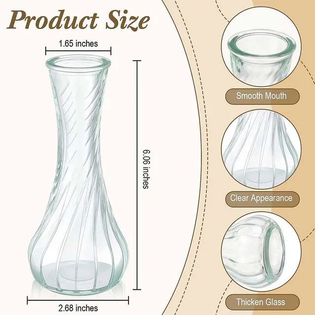 Set Di 8 Mini Vasi In Vetro Per Fiori - Decorativi Per Tavolo, Matrimoni E Centro Tavola