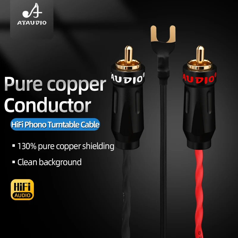 HiFi Audio Premium Phono Tonearm Cable with Grounding and Dual Magnetic Ring
