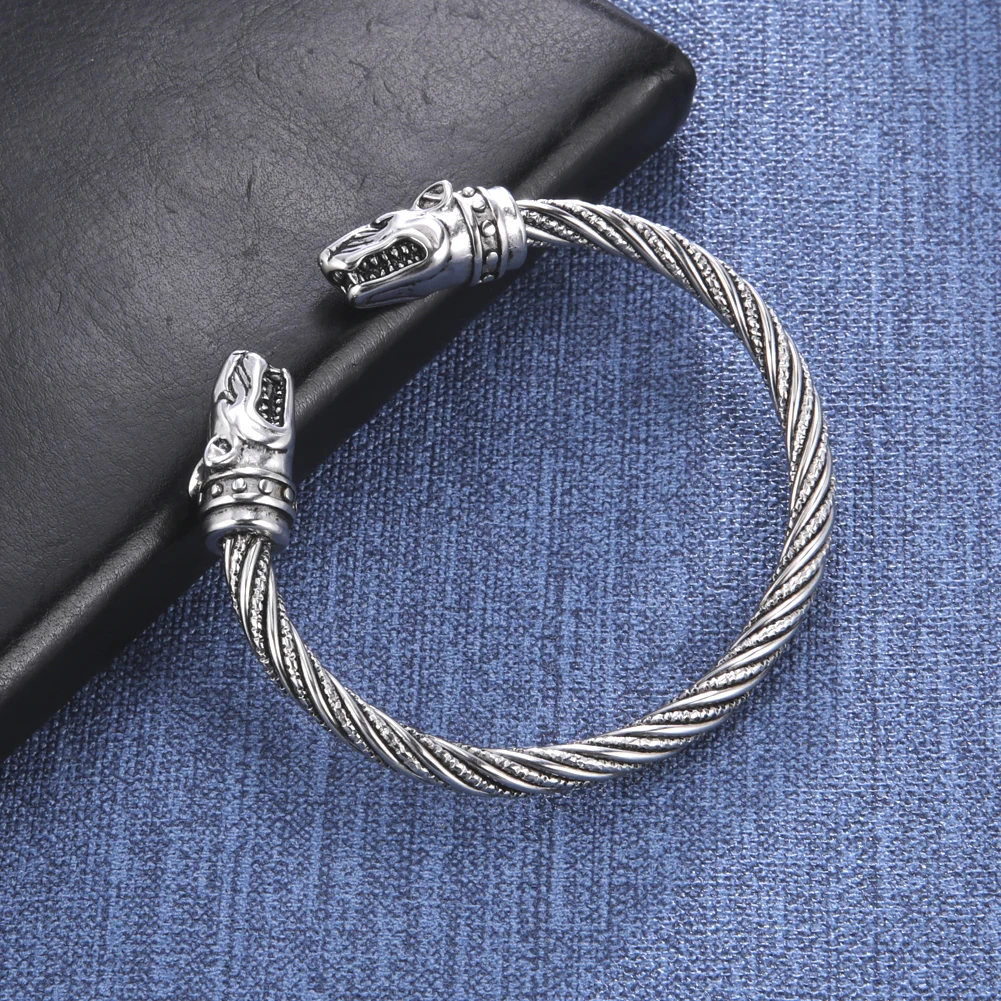 【月曜限定値下げ】WOLFMAN B.R.S BANGLE BRACELET Amazon.com: Zhubobo Mens Norse Viking Arm Ring Fenrir Wolf