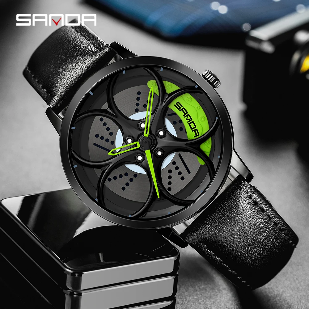 Man Fashion Luxury Quarzt Watches Hollow Unique Wheel Design Dial Wristwatch Waterproof Sports Clock Watch for Men Reloj Hombre