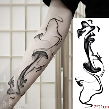 Adesivo per tatuaggio temporaneo impermeabile Design astratto nero Acqua e inchiostro cinese Tatto falso Flash Tatoo Body Art per donne e uomini