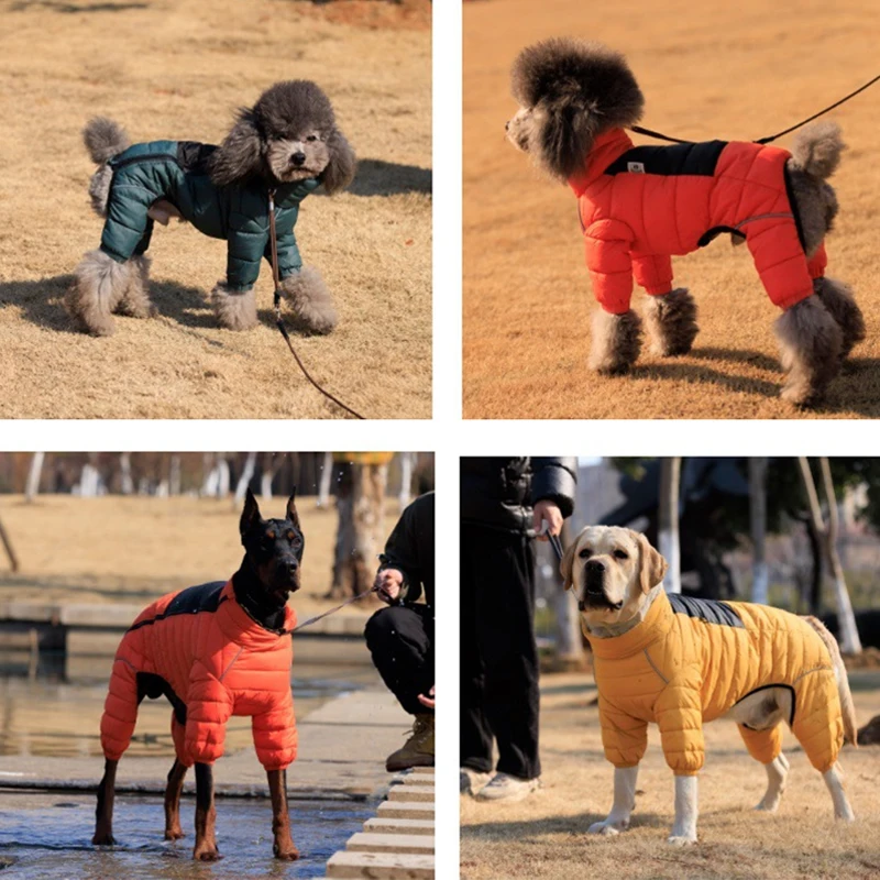 Dog Down Cotton-padded Coat Pet Warm Jacket Windproof Thicken Quilted 4 Legs Dog Winter Greyhound Husky Corgi Chihuahua Clothes