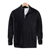100% Cotton Sweaters Men's High Quality Autumn Cable Knit Christmas Sweater With Zipper Turtleneck Pullovers Zipper Pull Homme 8 4
