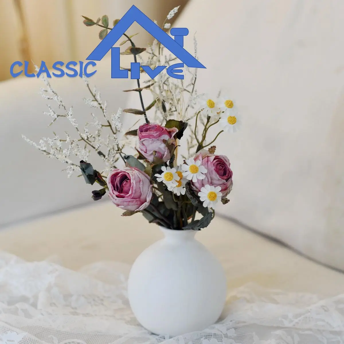 

Flower DIY Home Wedding Decoration Bouquet Silk Fake Flowers Valentines Day Decor with Bottle